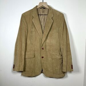 Vintage Jordache Mens Corduroy Blazer Sport Coat Tan Brown Lined Size 42R Preppy
